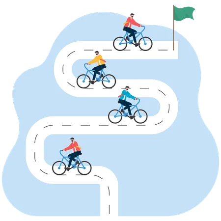 Business people cycling in business race  Illustration