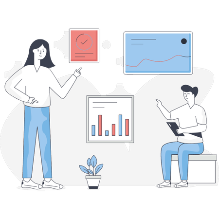 Business People Discuss About Business Project  Illustration