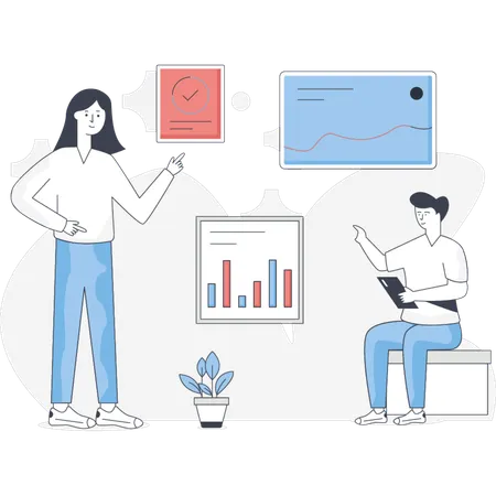 Business People Discuss About Business Project  Illustration