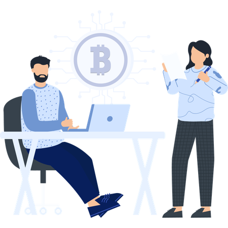 Business people discussing about bitcoin  Illustration