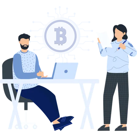 Business people discussing about bitcoin  Illustration