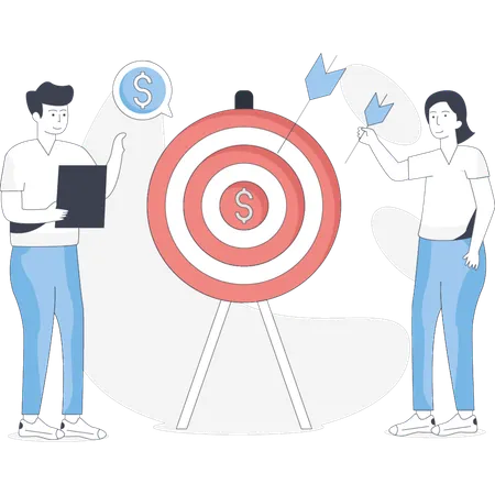 Business people discussing about business target  Illustration
