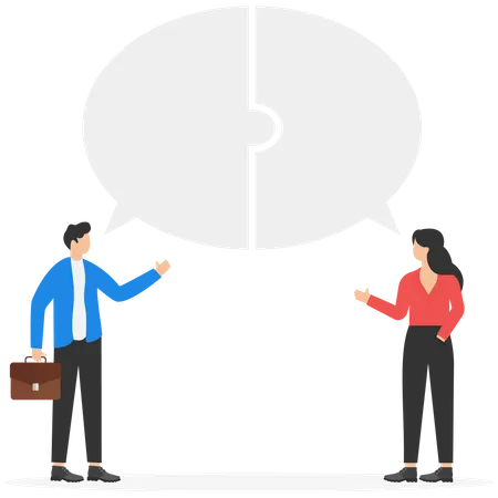 Two Business People Shaking Hands And Talk To Each Other And Make A Business Agreement Solve Problem Flay Vector Illustration Illustration