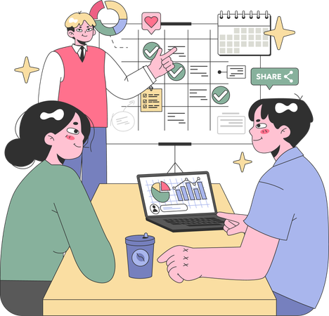 Business people Discussing about work Schedule  Illustration