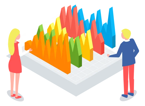 Business people discussing analysis charts  Illustration