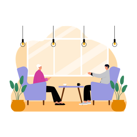 Business people discussing at cafe  Illustration