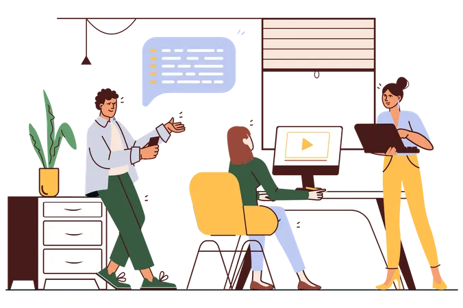 Business people  discussing in office Illustration