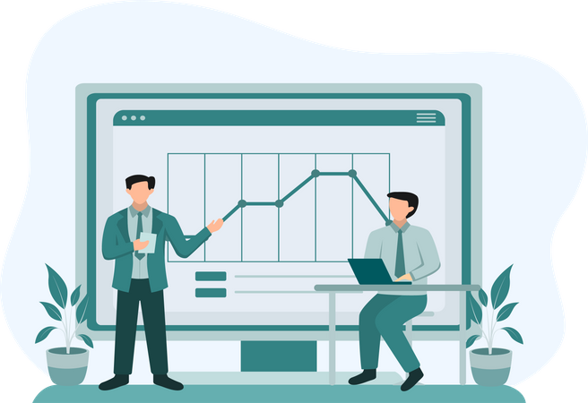 Business people discussing on analysis data  Illustration