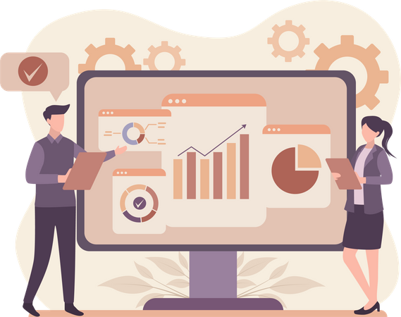 Business people discussing on Analysis graph  Illustration