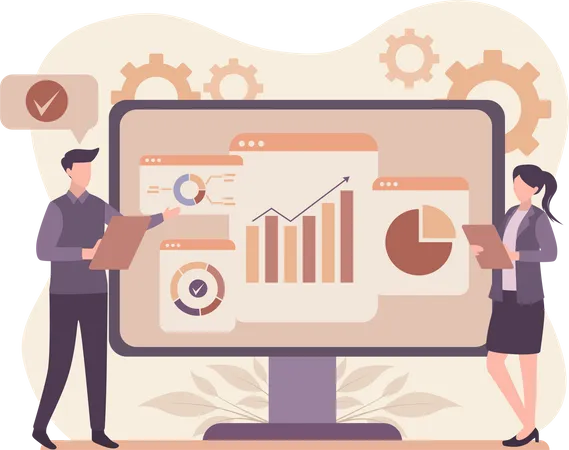 Business people discussing on Analysis graph  Illustration