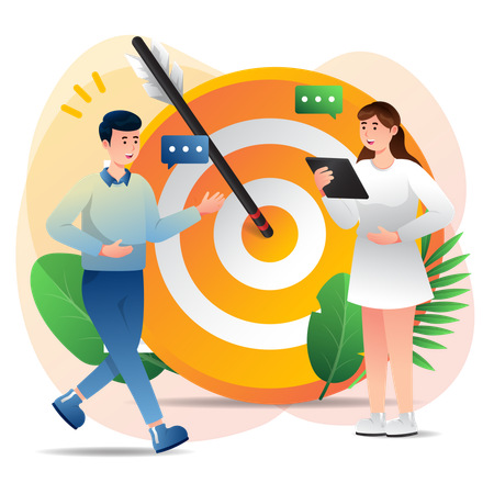 Business people discussing on target  Illustration