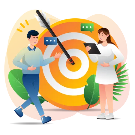 Business people discussing on target  Illustration