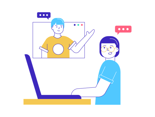 Business people discussing something in online meeting  Illustration