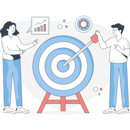 Business people discussing target goal  Illustration