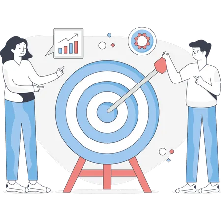 Business people discussing target goal  Illustration