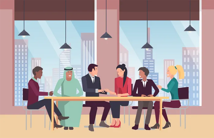 Business people discussion in conference room  Illustration