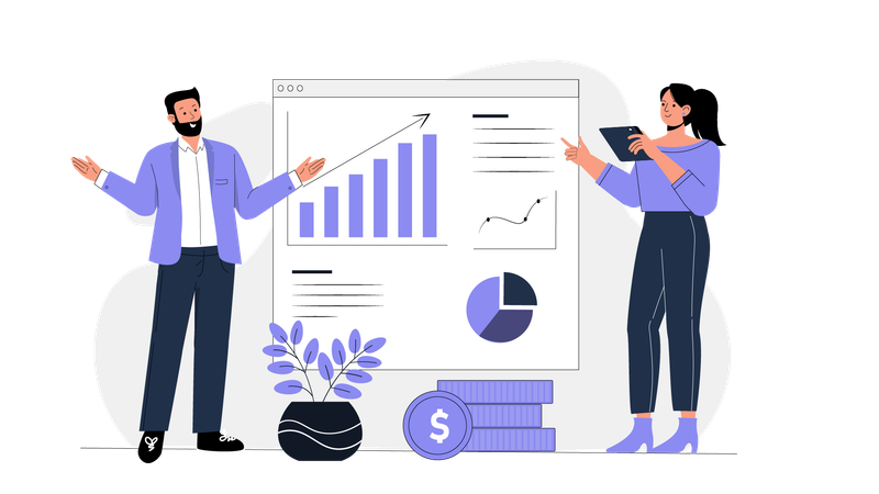 Business people discussion investment profit  Illustration