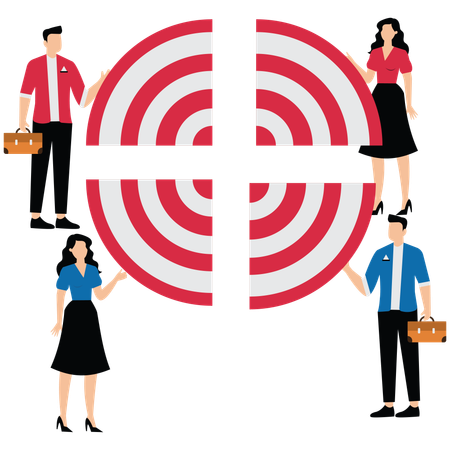 Business people dividing target  Illustration