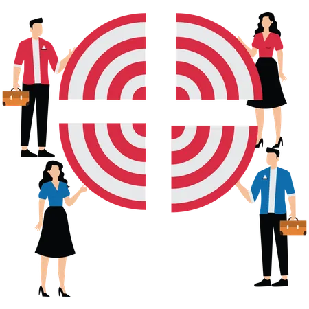 Business people dividing target  Illustration