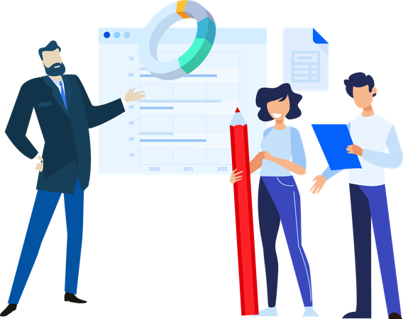 Business people doing business analysis  Illustration