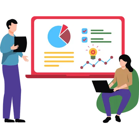 Business people doing business analysis  Illustration