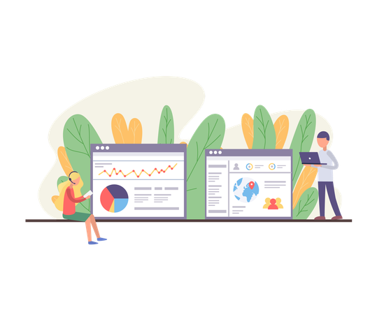 Business people doing business analysis  Illustration