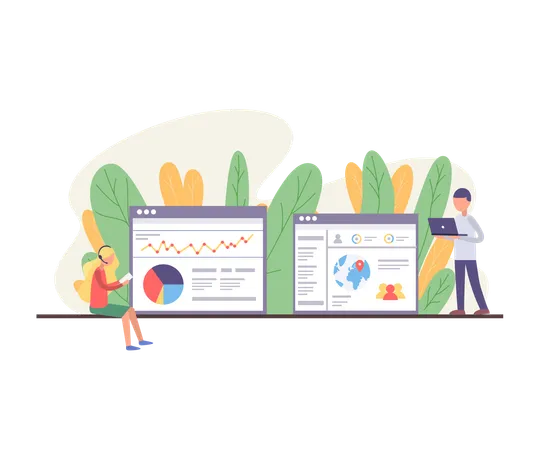 Business people doing business analysis  Illustration