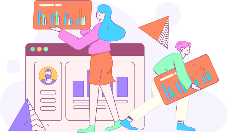 Business people doing business analysis  Illustration