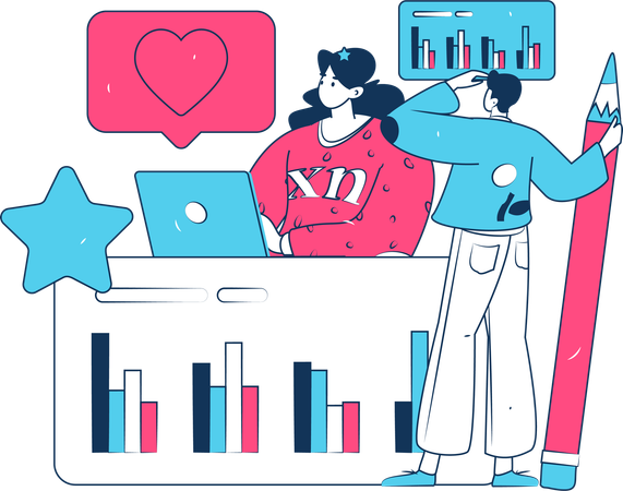 Business people doing business analysis  Illustration