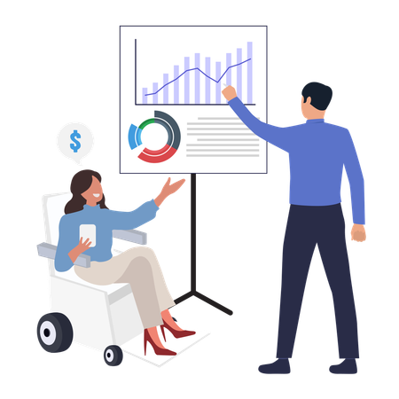 Business people doing Business analysis presentation featuring growth  Illustration
