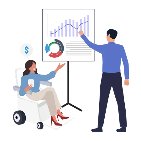 Business people doing Business analysis presentation featuring growth  Illustration