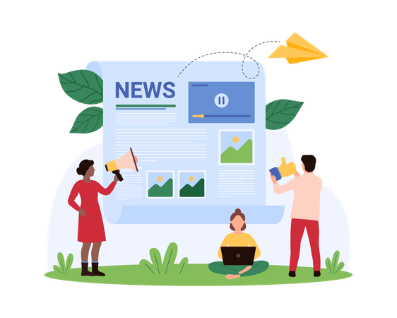 Business people doing Announcement of daily blog news  Illustration