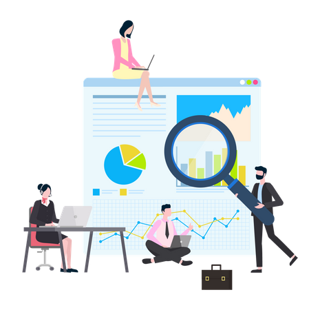Business people doing business analysis  Illustration