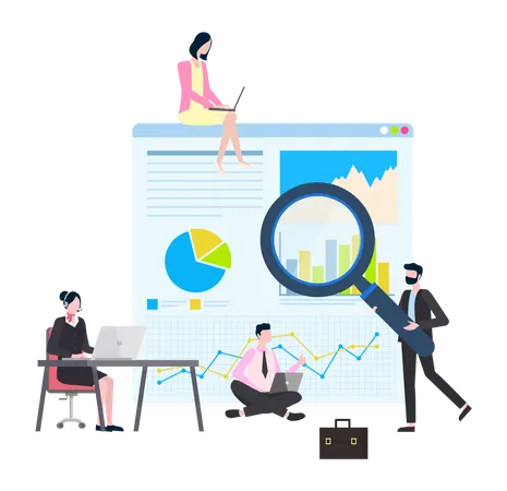 Business people doing business analysis  Illustration