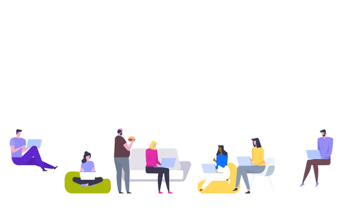 Business Meeting Negotiation Brainstorming Confident And Successful Team Group Of Young Modern People Discussing Business While Sitting In The Creative Office Vector Illustration Illustration