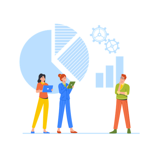 Business People Doing Business Research  Illustration