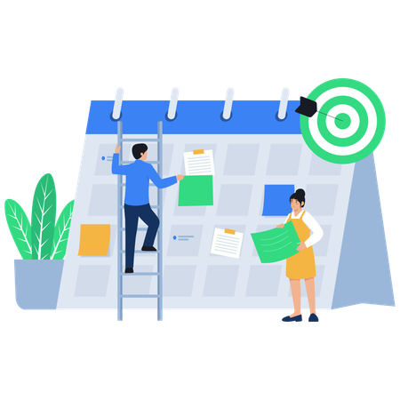 Business people doing calendar task organisation  Illustration