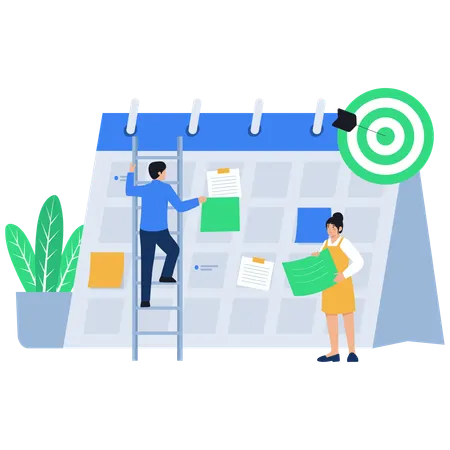 Business people doing calendar task organisation  Illustration