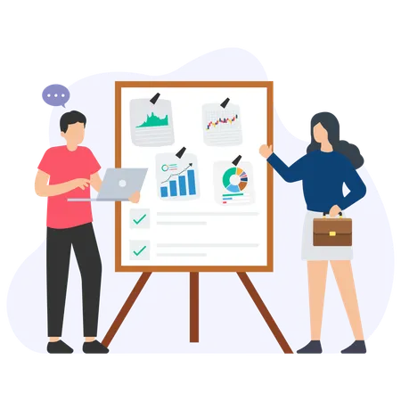 Business people doing company analysis  Illustration