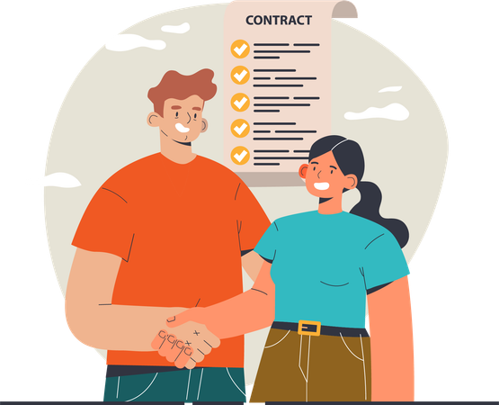 Business people doing contract  Illustration