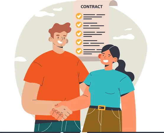 Business people doing contract  Illustration