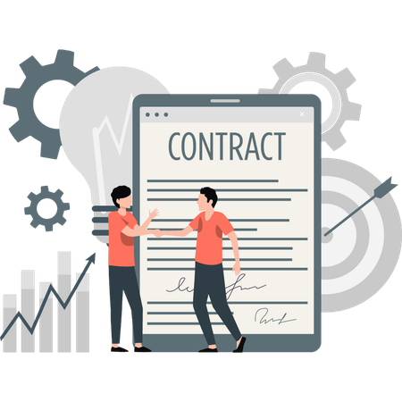 Business people doing business contract  Illustration