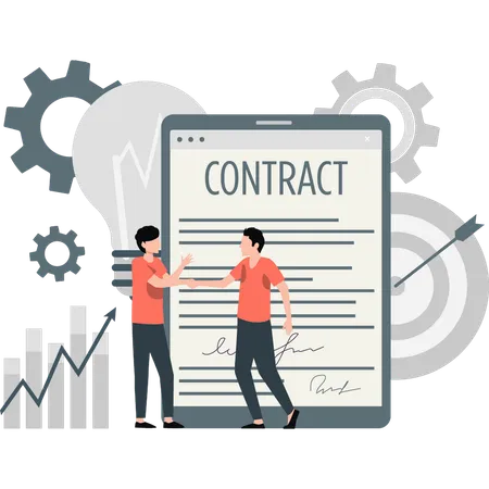 Business people doing business contract  Illustration