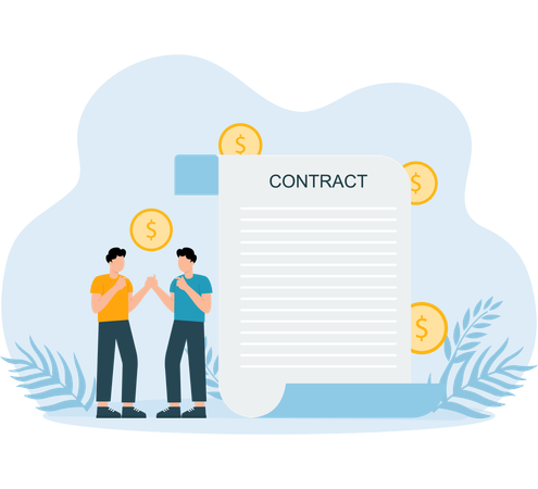 Business people doing business Contract sign  Illustration