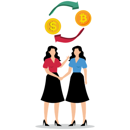 Business people doing currency exchange  Illustration