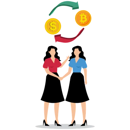 Business people doing currency exchange  Illustration