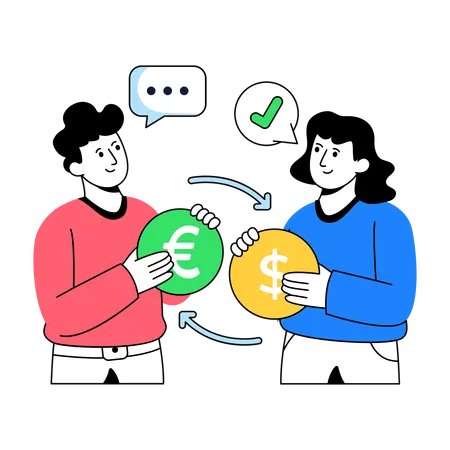 Business People Doing Currency Exchange  Illustration