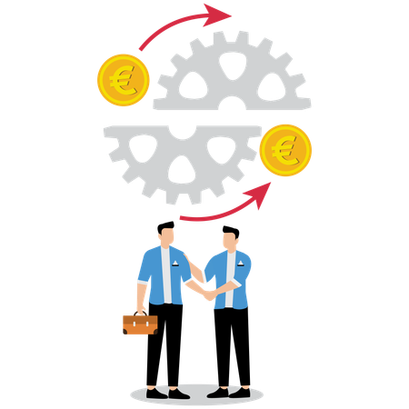 Business people doing currency exchange  Illustration