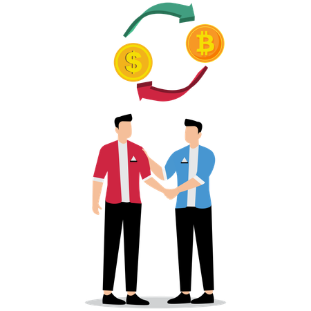 Business people doing currency exchange  Illustration