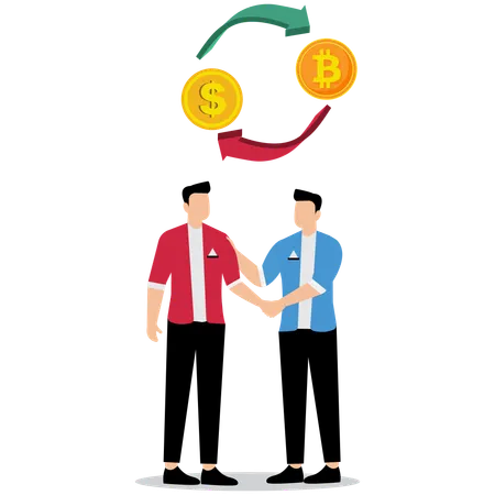 Business people doing currency exchange  Illustration